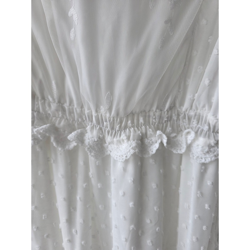 NEW Boho White Swiss Dot Lace Maxi Dress Beth Dutton Yellowstone Westerncore M - Picture 7 of 8